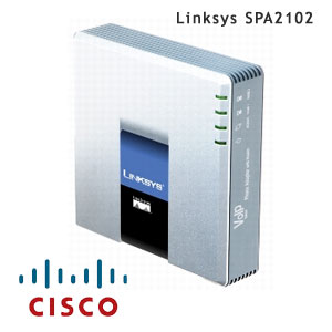 Linksys SPA2102 by Cisco Analog Telephone (ATA) adapter.