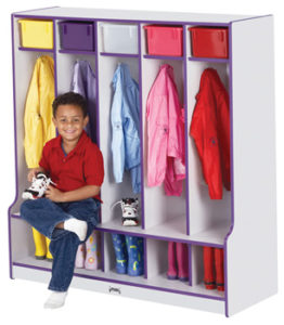 0468JCWW180 - Rainbow Accents® 5 Section Coat Locker with Step - Black