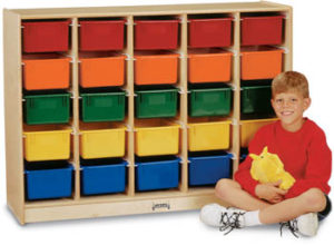 0525JC - Jonti-Craft® E-Z Glide 25 Cubbie-Tray Mobile Storage - with Colored Trays