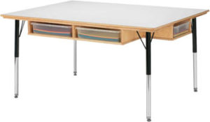 55234JC - Jonti-Craft® Table with Storage - 24" - 31" Ht - with Clear Paper-Trays