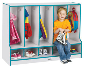 6684JCWW180 - Rainbow Accents® Toddler 5 Section Coat Locker with Step - without Trays - Black