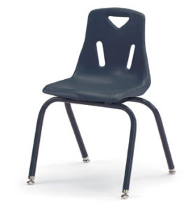 8126JC6112 - Berries® Stacking Chairs with Powder-Coated Legs - 16" Ht - Set of 6 - Navy