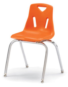 8148JC6114 - Berries® Stacking Chairs with Chrome-Plated Legs - 18" Ht - Set of 6 - Orange