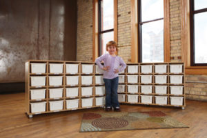 1716JC - TrueModern® Twenty-Cubbie Shelf - with White Cubbie-Trays