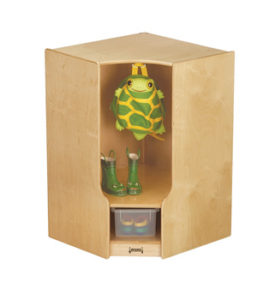 66830JC - Jonti-Craft® Toddler Corner Coat Locker with Step - with Clear Cubbie-Trays