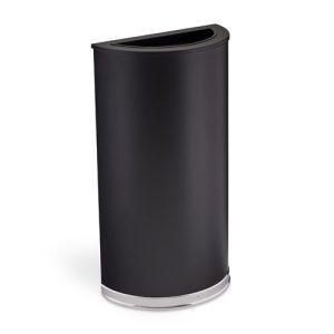 Safco Half Round Receptacle, Black, 15-Gallon