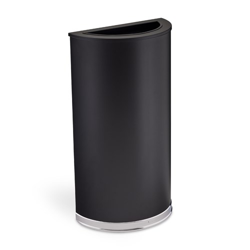 Safco Half Round Receptacle, Black, 15-Gallon