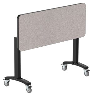 NPS Mobile Flipper Table - 18" x 48" Rectangle, Dining Height, Black Frame, Particleboard Top, T-Mold Edge (MFT10-18481PBTM)