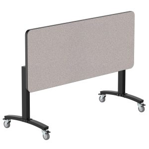 NPS® Mobile Flipper Table, 24" x 60" Rectangle, Dining Height, Black Frame, Particleboard Top with T-Mold Edge (MFT10-24601PBTM)