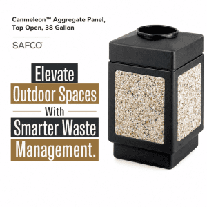 Canmeleon™ Aggregate Panel, Top Open, 38 Gallon by Safco — Durable Outdoor Waste Management, Refined