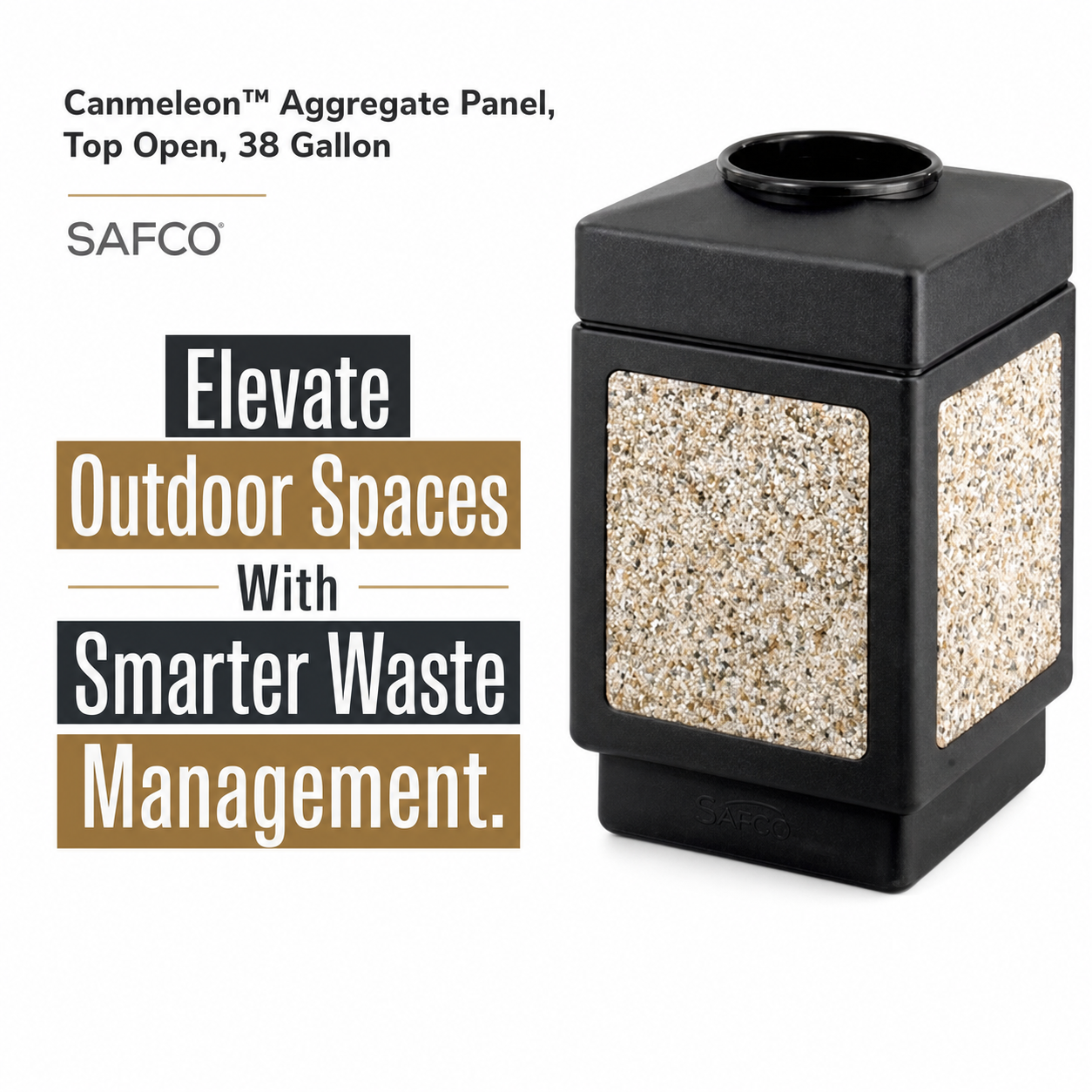 Canmeleon™ Aggregate Panel, Top Open, 38 Gallon by Safco — Durable Outdoor Waste Management, Refined