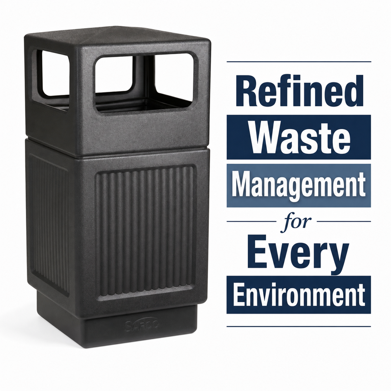 Canmeleon™ Recessed Panel, Side Open, 38 Gallon by Safco — Durable Waste Collection, Designed for Any Setting