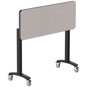 NPS® Mobile Flipper Table - 18" x 48" Counter Height, Black Frame, Particleboard Top, T-Mold (MFT10-18482PBTM)
