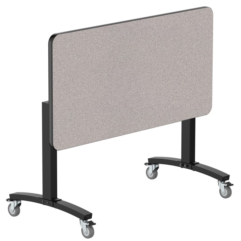 NPS® Mobile Flipper Table - 24" x 48" Rectangle, Dining Height, Particleboard Top w/ PVC Edge Banding, Black Frame (MFT10-24481PBEB)
