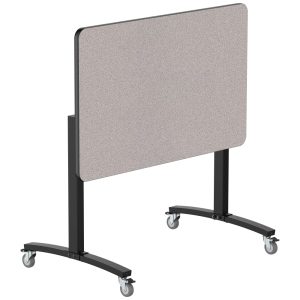 NPS® Mobile Flipper Table - 30" x 48" Rectangle, Counter Height, Black Frame, Particleboard Top, T-Mold Edge