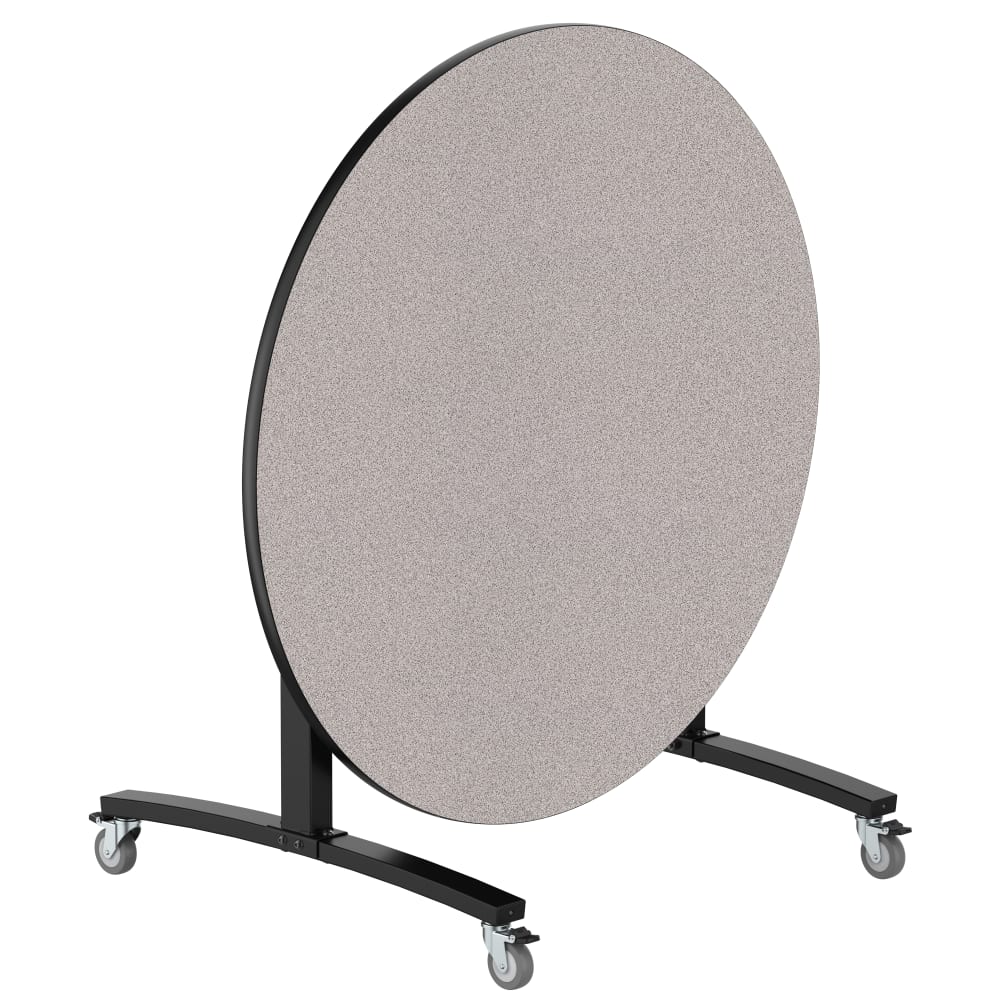 NPS® Mobile Flipper Table - 48" Round, Dining Height, Particleboard Top w/ T-Mold, Black Frame (MFT10-48RD1PBTM)